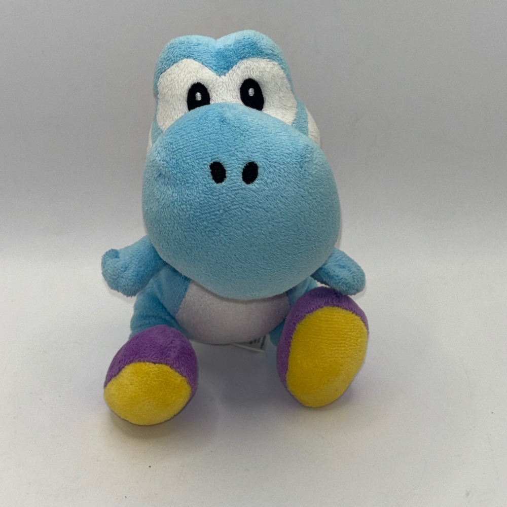 Nintendo Super Mario Bros Wii Light Blue Yoshi‎ Plush Stuffed Toy Purple Shoes